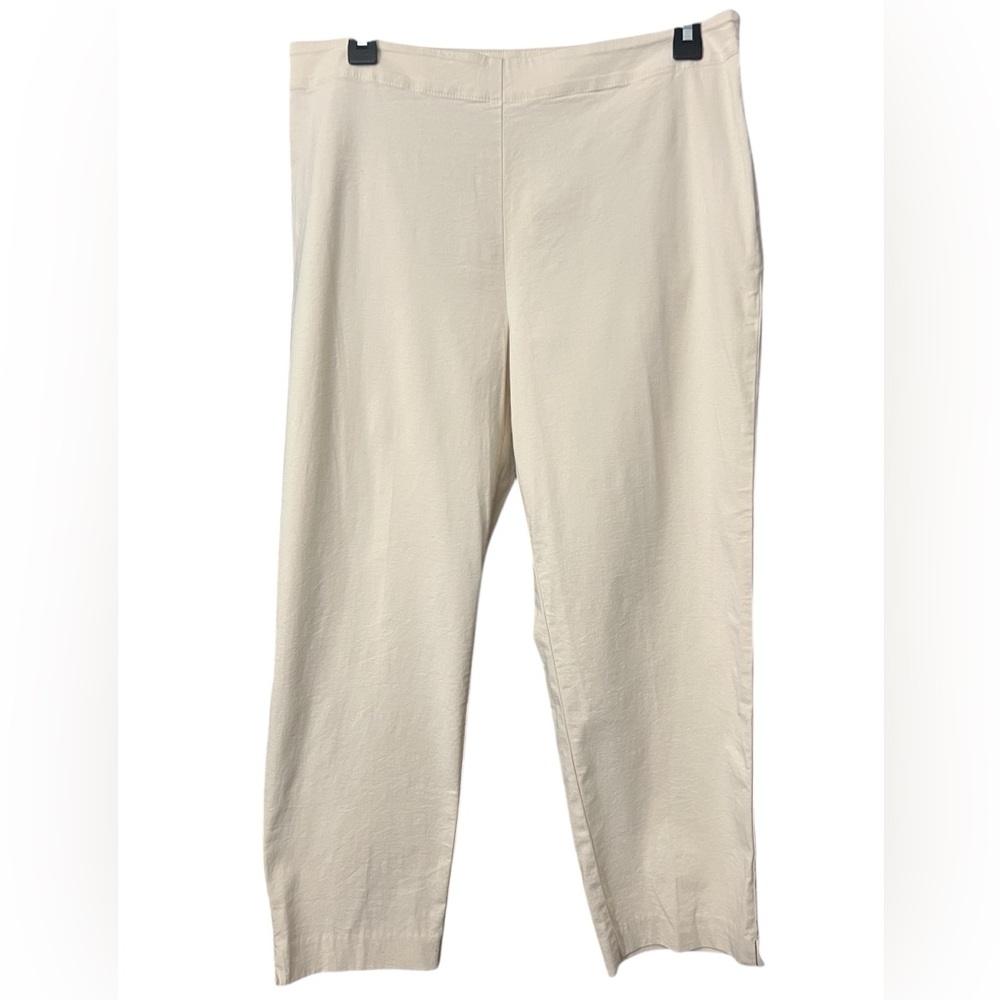 J.Jill Beige Cotton Blend Stretch Genuine Fit Crop Side Zip Chino Pants SIZE 12